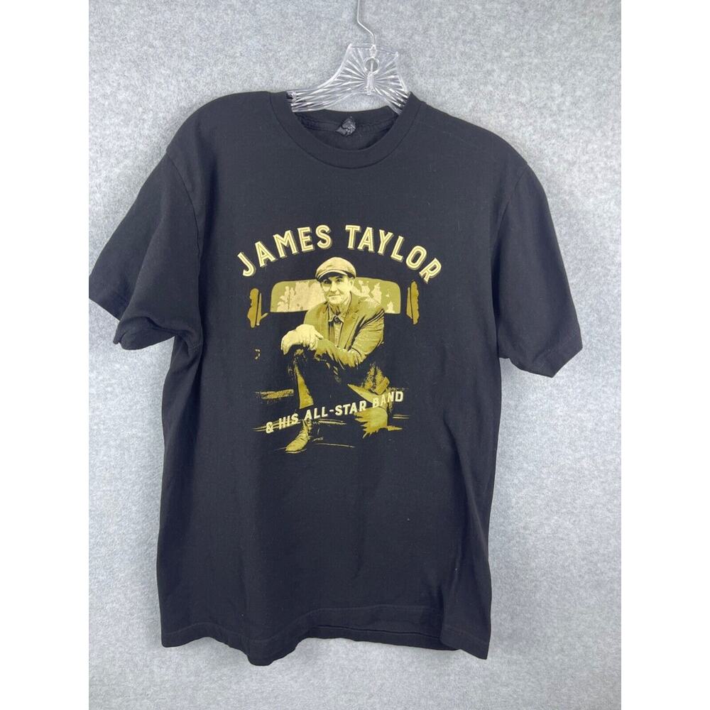 James Taylor T Shirt Men's L Black All Star Band Tour Cancer Band Folk Music
